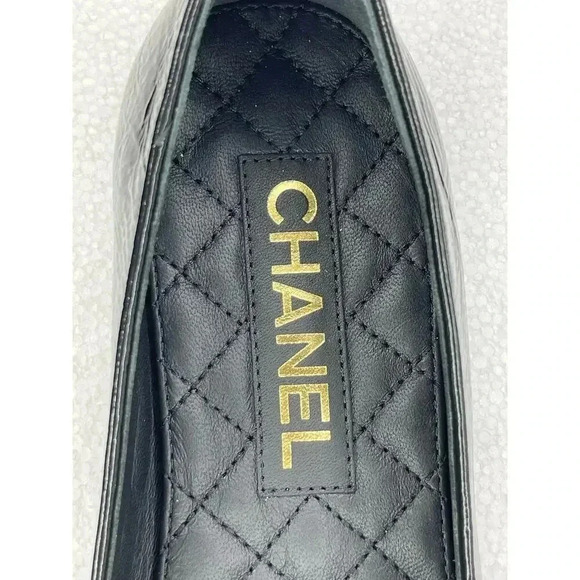 Chanel Camelia Black Leather Flat Ballerina size 38 New with defects - Picture 11 of 13